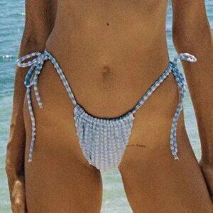 NWT MONTCE PERI MICRO GINGHAM BRASIL TIE BIKINI BOTTOMS